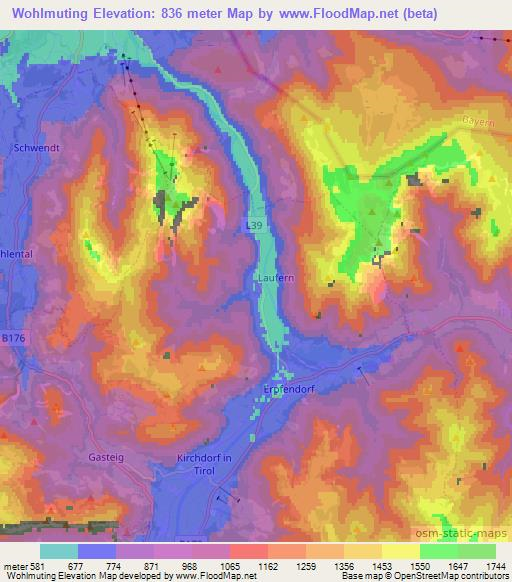 Wohlmuting,Austria Elevation Map