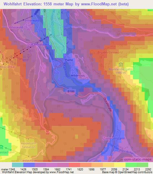Wohlfahrt,Austria Elevation Map