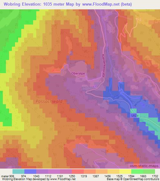 Wobring,Austria Elevation Map