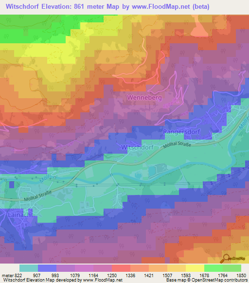 Witschdorf,Austria Elevation Map