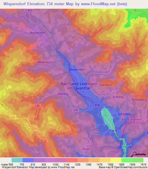 Wisperndorf,Austria Elevation Map