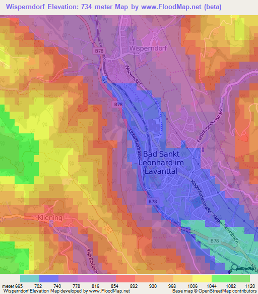 Wisperndorf,Austria Elevation Map