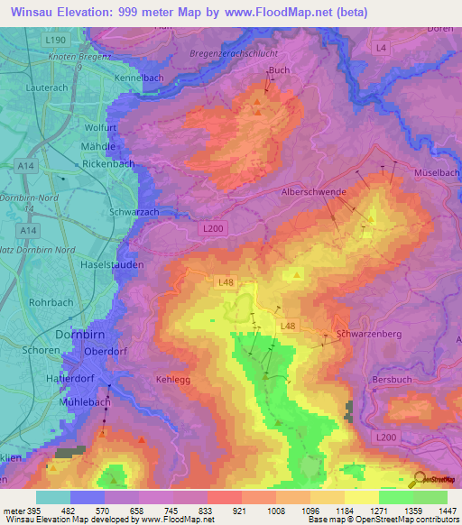 Winsau,Austria Elevation Map