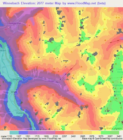 Winnebach,Austria Elevation Map
