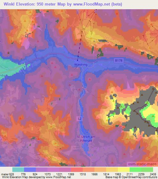 Winkl,Austria Elevation Map