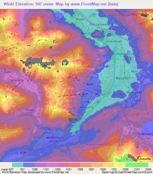 Winkl,Austria Elevation Map