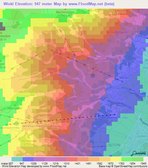 Winkl,Austria Elevation Map