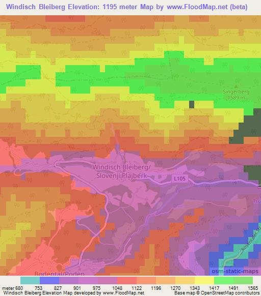 Windisch Bleiberg,Austria Elevation Map