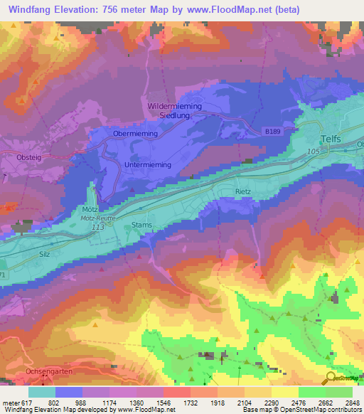 Windfang,Austria Elevation Map