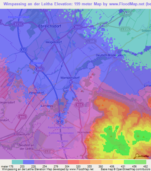 Wimpassing an der Leitha,Austria Elevation Map