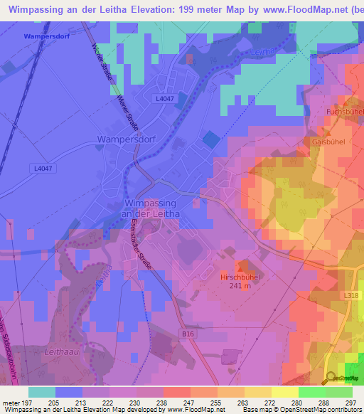 Wimpassing an der Leitha,Austria Elevation Map