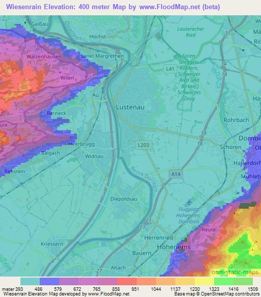Wiesenrain,Austria Elevation Map