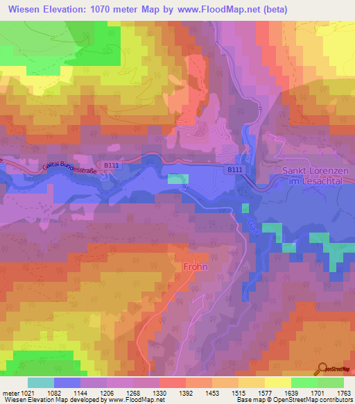 Wiesen,Austria Elevation Map