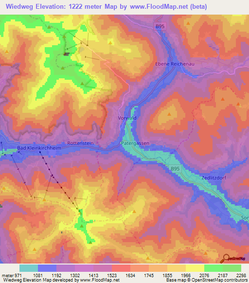 Wiedweg,Austria Elevation Map