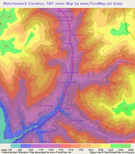 Wetschenbach,Austria Elevation Map