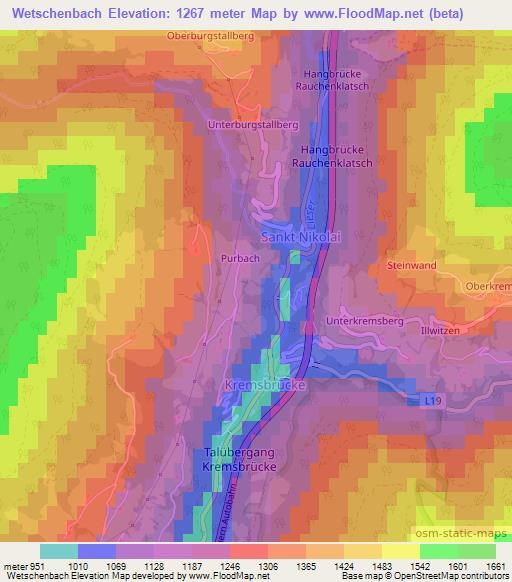 Wetschenbach,Austria Elevation Map