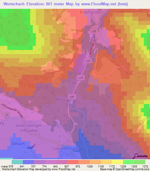 Wertschach,Austria Elevation Map