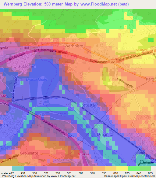 Wernberg,Austria Elevation Map