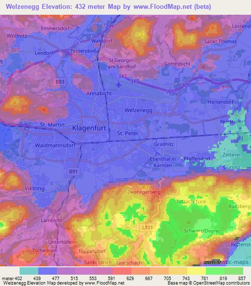 Welzenegg,Austria Elevation Map