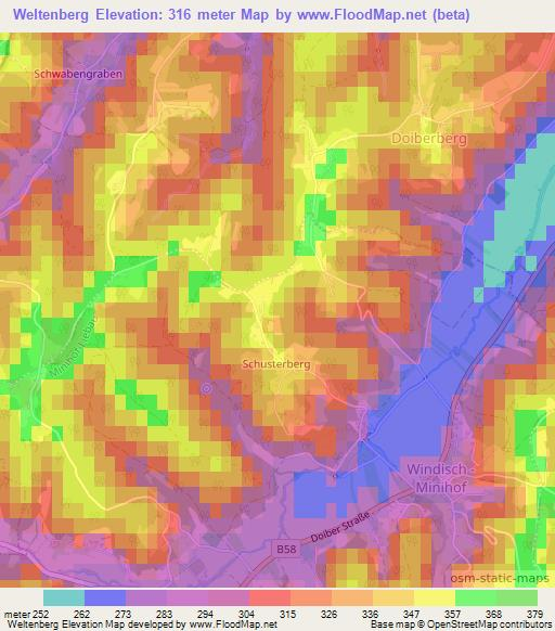 Weltenberg,Austria Elevation Map