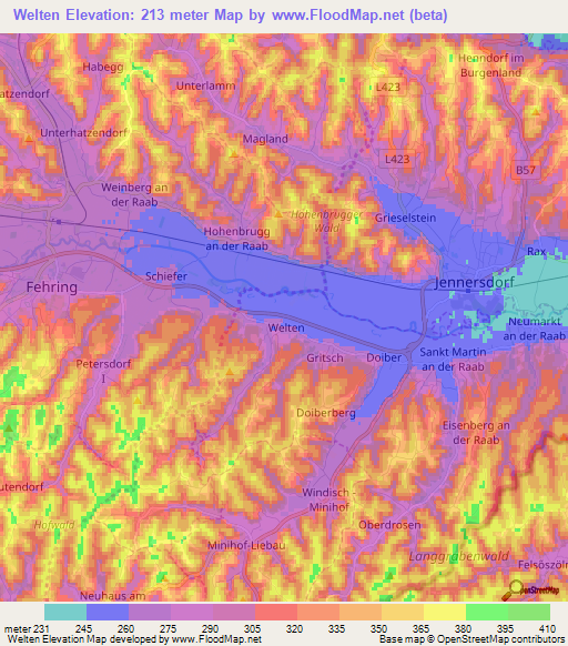 Welten,Austria Elevation Map