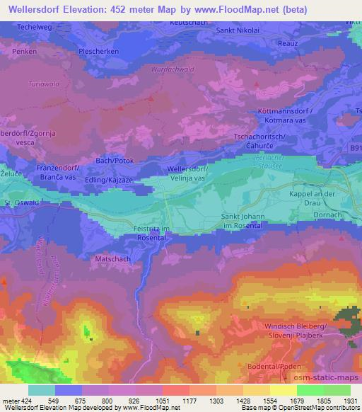 Wellersdorf,Austria Elevation Map