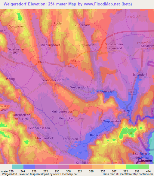 Welgersdorf,Austria Elevation Map