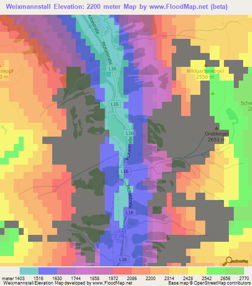 Weixmannstall,Austria Elevation Map