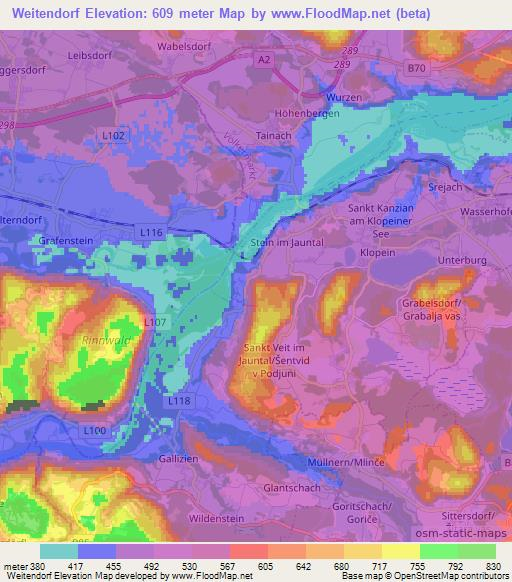 Weitendorf,Austria Elevation Map
