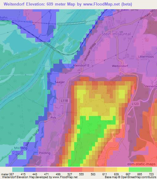 Weitendorf,Austria Elevation Map