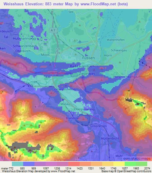 Weisshaus,Austria Elevation Map