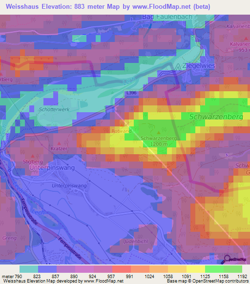 Weisshaus,Austria Elevation Map