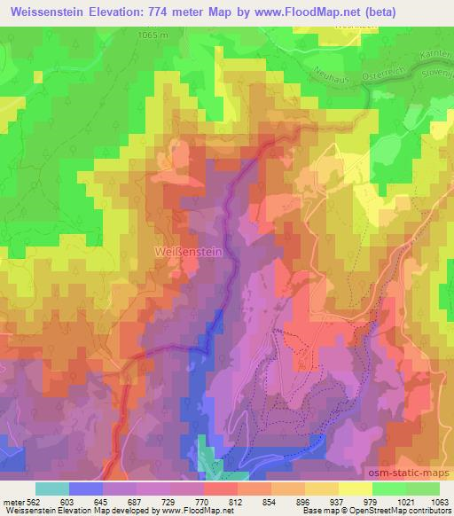 Weissenstein,Austria Elevation Map