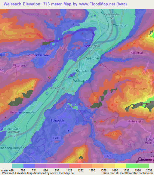 Weissach,Austria Elevation Map