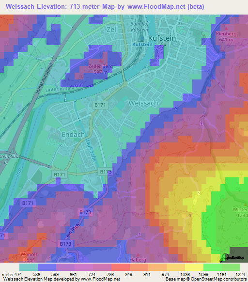 Weissach,Austria Elevation Map