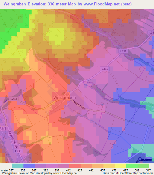 Weingraben,Austria Elevation Map