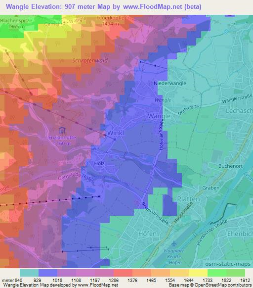 Wangle,Austria Elevation Map