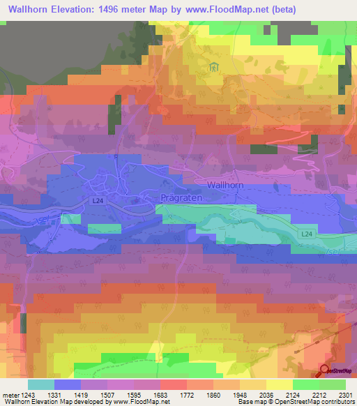 Wallhorn,Austria Elevation Map