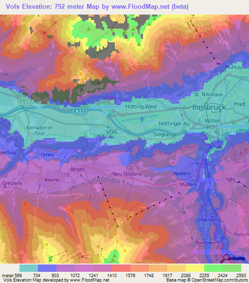 Vols,Austria Elevation Map