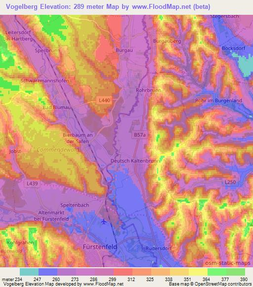 Vogelberg,Austria Elevation Map