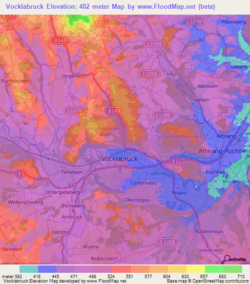 Vocklabruck,Austria Elevation Map