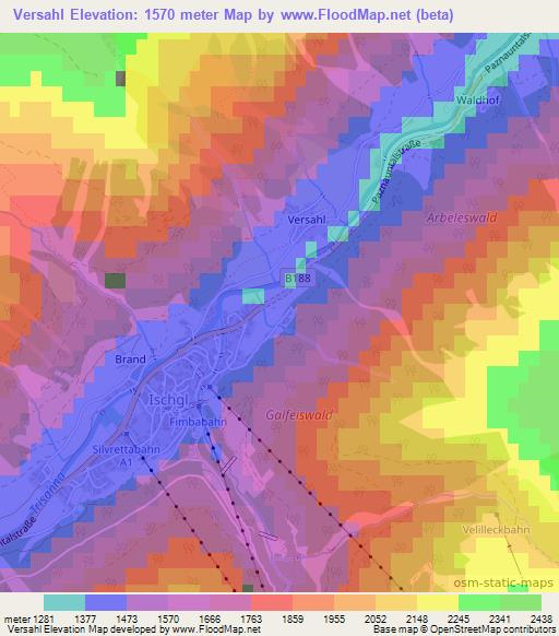 Versahl,Austria Elevation Map