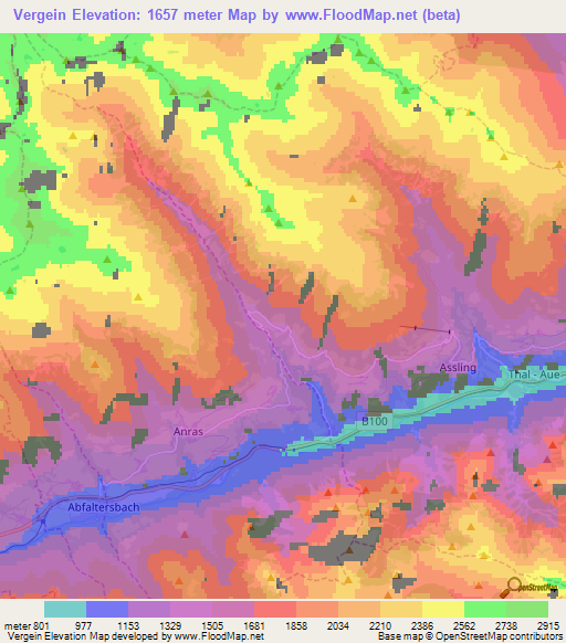 Vergein,Austria Elevation Map