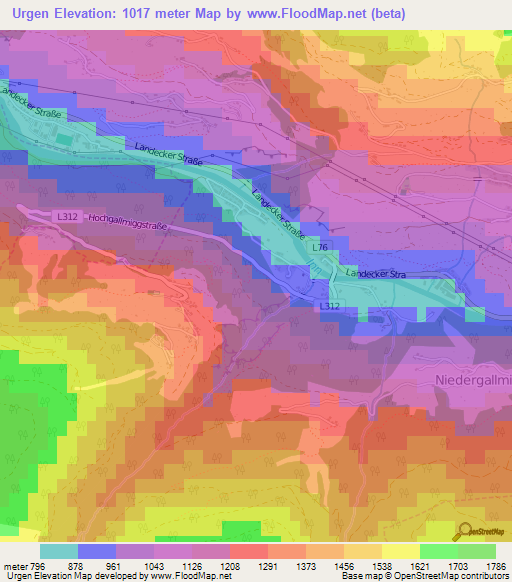 Urgen,Austria Elevation Map