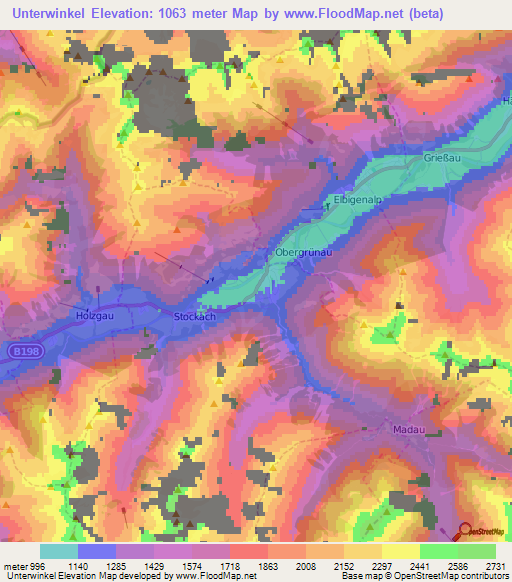 Unterwinkel,Austria Elevation Map