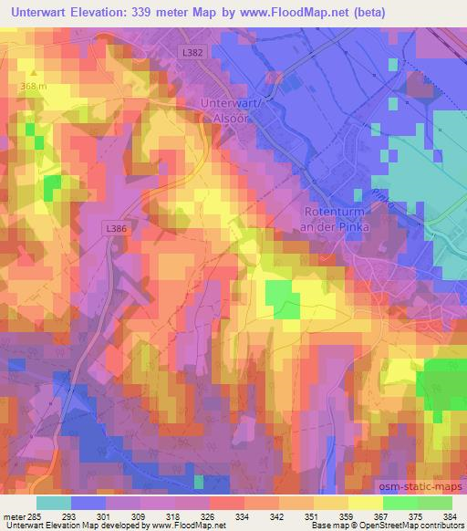 Unterwart,Austria Elevation Map