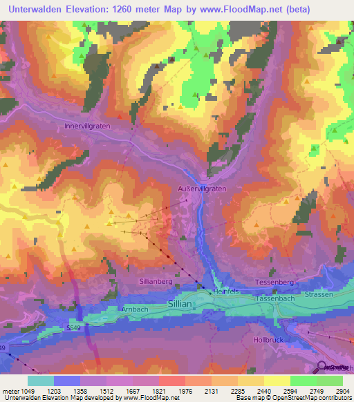 Unterwalden,Austria Elevation Map