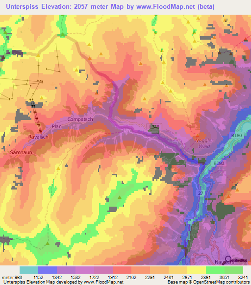 Unterspiss,Austria Elevation Map