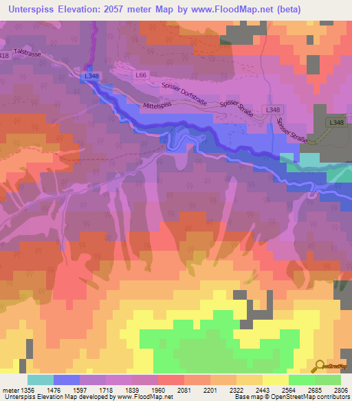 Unterspiss,Austria Elevation Map