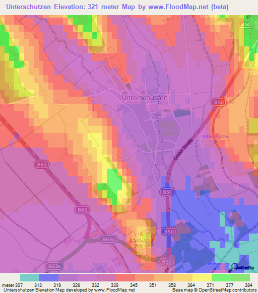 Unterschutzen,Austria Elevation Map